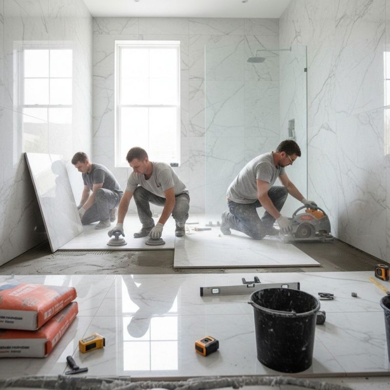White Marble Tile Installation in Kansas City, KS